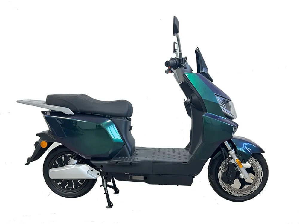 Side view of modern electric scooter motorcycle with sleek design for urban commuting