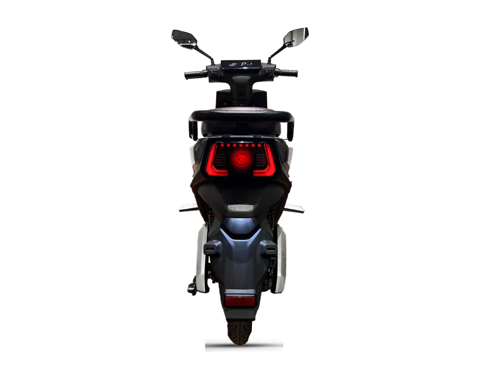 back of Electric Motorcycle E3 red