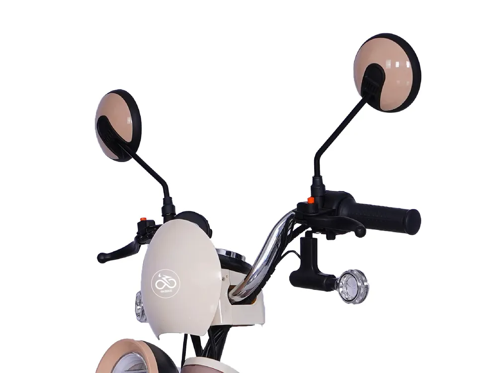 Close-up of electric tricycle handlebars, featuring ergonomic grips, control switches, and easy steering design for safe and comfortable riding