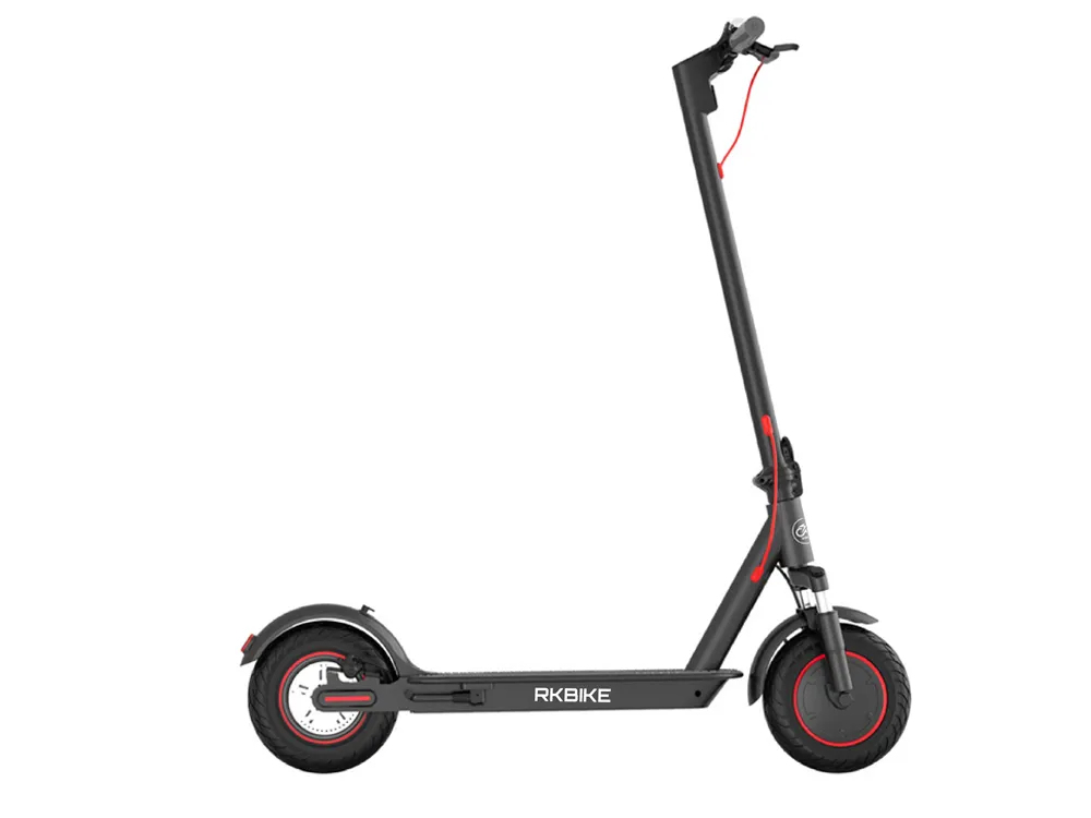 Side view of a sleek scooter designed for city commuting, showcasing its compact design, wide tires, and modern features for smooth urban travel