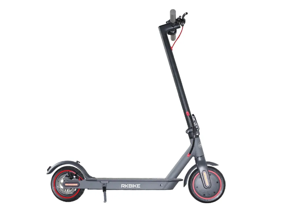 Front view of a modern electric scooter with streamlined design, foldable frame, and ergonomic handlebars for efficient city commuting